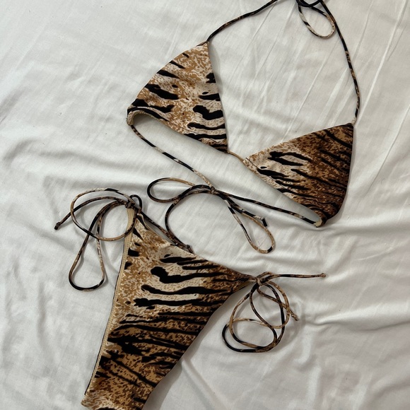 Meshki Other - Meshki Swim Tiger Print Bikini Triangle Top + Bottoms